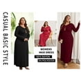 thumbnail image 5 of Mengpipi Women's Plus Size Casual Long Sleeve Dress Crewneck Loose Maxi Dress with Pockets 2X-5X, 5 of 9