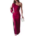 thumbnail image 1 of Mialoley Femmes Robe Longue Bodycon Couleur Unie une Devraite Printemps Soirée Partie Haute Fente Robe, 1 of 7