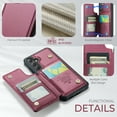 thumbnail image 5 of Dteck for Samsung Galaxy A34 5G Case with Card Holder, Magnetic Durable Leather Wallet Case for Women Men with RFID Blocking Kickstand Shockproof Cover for Galaxy A34 5G,Winered, 5 of 10