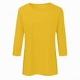 thumbnail image 5 of KPOPLK Womens 3/4 Sleeve T-Shirts Summer Tops Fall Fashion Blouses Beach Vacation Clothes Spring Tunic Trendy(XXXL,b267-Yellow), 5 of 6