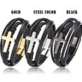 thumbnail image 4 of Evago Faith Luxury Cross Design Stainless Steel Bracelet For Mens Leather Bracelet, 4 of 5
