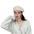 thumbnail image 4 of Prolriy Beret Hats for Women Beret Women's Summer Thin Edition British Retro Korean Japanese Trendy Painter's Bud Hat Fedora Hats for Women Beige, 4 of 4