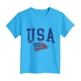 thumbnail image 4 of Girls T-Shirt 2-14 Years American Flag Patriotic Print 4th of July Independence Day Outfit Casual Summer Tee Versatile Lightweight Modern Classic(11-12 Years,A123-Sky Blue), 4 of 4