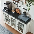 thumbnail image 5 of Joaxswe 55" Coffee Wine Bar Cabinet with 3 Glass Doors, Modern Buffet Sideboard Table for Dining Room, White, 5 of 8
