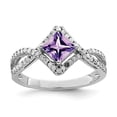 thumbnail image 6 of 925 Sterling Silver Rhodium-plated Diamond and Amethyst Ring Size 7, 6 of 6