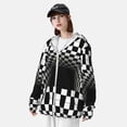 thumbnail image 3 of Kdxio 3d Black and White Checkerboard Print Women Men Sun Protection UPF 50+ Jackets Zip Up Long Sleeve Hoodie Hiking Lightweight with Pockets, 3 of 7