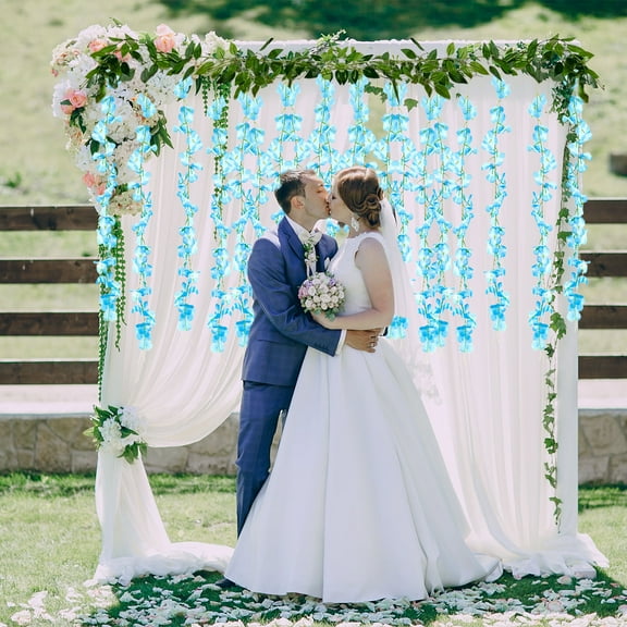 ASXITE Wisteria Flower Vines Garland 6.56 Ft Artificial Flower Strings Fake Hanging Flowers Silk Wisteria Garland Flowers Flower Vines for Wedding Garden Decor
