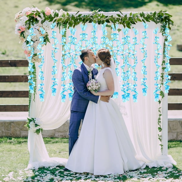 Guirnalda de flores de glicina artificial | Enredaderas colgantes de seda de 6.56 pies | 10 cuerdas de flores | Blanco, Beige, Azul, Morado, Rosa | Decoración de bodas y jardines | Duradero y