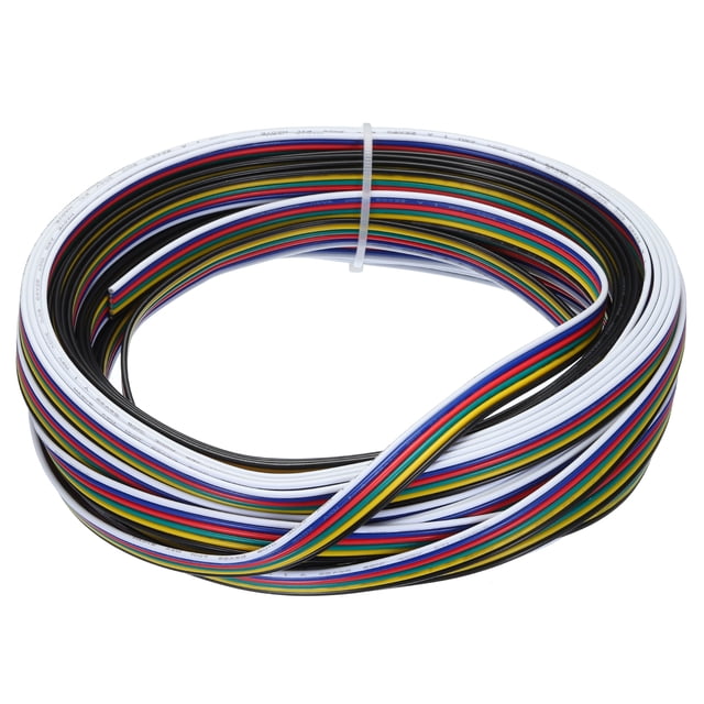 Unique Bargains 22 AWG Flat Ribbon Wire, LED Extension Cable 6 Pin, 39.4Ft Long 0.067' Dia 6 Color RGB Cable, Internal Wiring