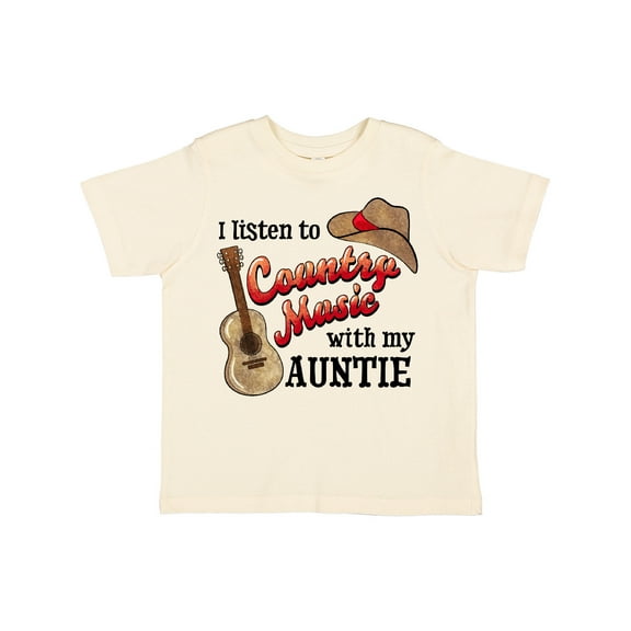 Inktastic I Listen to Country Music with my Auntie Guitar and Hat Boys or Girls Toddler T-Shirt