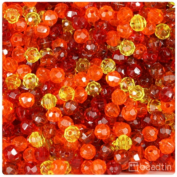 BeadTin Orange & Gold Transparent 6mm Faceted Round Craft Beads (600pcs)
