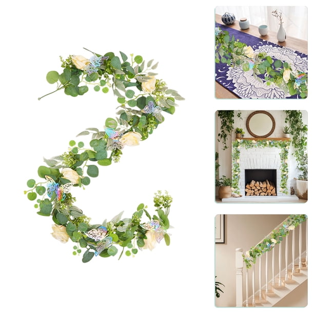 Guirnalda de vid de rosa de peonía y peonía artificial | Mariposa de Primavera Decoración Floral Multicolor | Planta de simulación de plástico de 70,87 pulgadas | Fiesta de Bodas Decoración de