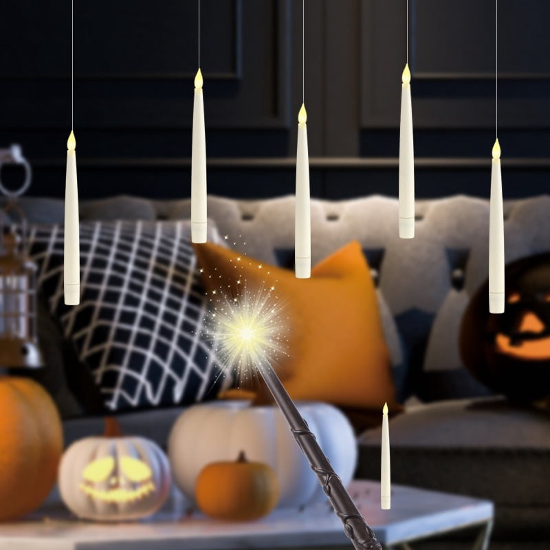 10Pcs Floating Candles With Magic Wand Flickering Flameless Christmas Led Candle Light LED Floating Candles with Wand Remote, Flickering Warm Light,Perfect for Indoor Party Decor
