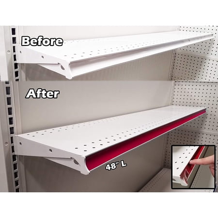 20 Pack Decorative Gondola Shelving Pre Cut Vinyl Insert Strips 48" x 1.25" Shelf C-Channel, Red