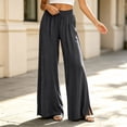 thumbnail image 7 of Liuinsasek Wide Leg Pants for Women Fashion Solid-Color Casual Elastic-Waist Drawstring Split Hem for A Stylish Look Lounge Pants, 7 of 7