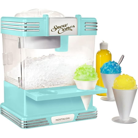 

RSM602 Countertop Snow Cone Maker Makes 20 Icy Treats Includes 2 Reusable Plastic Cups & Ice Scoop Aqua 17.3x10.0x13.5