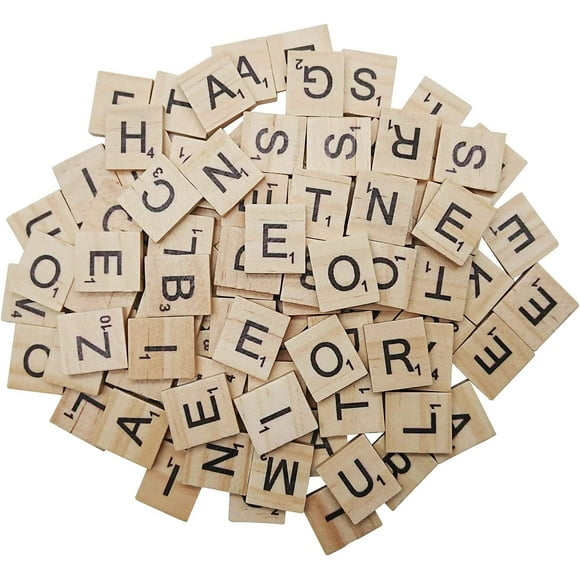 300PCS Wooden Scrabble Tiles, Scrabble Letters for Crafts, Making Alphabet Coasters and Scrabble Crossword Game.