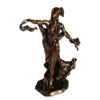 Archangel Saint Michael Statue - 14.5" Pewter & Gold Finish, Trampling Demon, Religious Sculpture Home Decor
