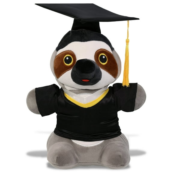 DolliBu Standing Sloth Graduation Plush Toy - Snug-Mooshies Sloth Plush Graduation Stuffed Animal Dress Up with Graduation Gown and Cap with Tassel Outfit - Congratulatory Graduation Gift - 7 Inches