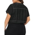 thumbnail image 4 of DARING DIVA Women's Plus Size Crew Neck Button Down Cropped Denim Vest 1X Black, 4 of 6
