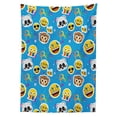 thumbnail image 3 of Ambesonne Emoji Pride Tablecloth Rectangular Table Cover, Monkey Panda and Bee, 60"x90", Sky Blue Mustard White, 3 of 4