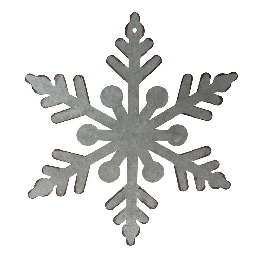 13.75” Galvanized Metal Weathered Snowflake Christmas Ornament Wall