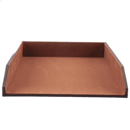 New Arrivals PU Leather Collection Letter Tray, Document Desk Organizer,Stackable Office File Tray Holder (Brown)