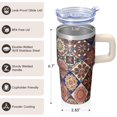 thumbnail image 3 of Stainless Steel Insulated Mug 20oz with Lid and Straw - Double Wall Vacuum Travel Tumbler, Leakproof Thermal Coffee Cup, Bohemian Theme, 3 of 5