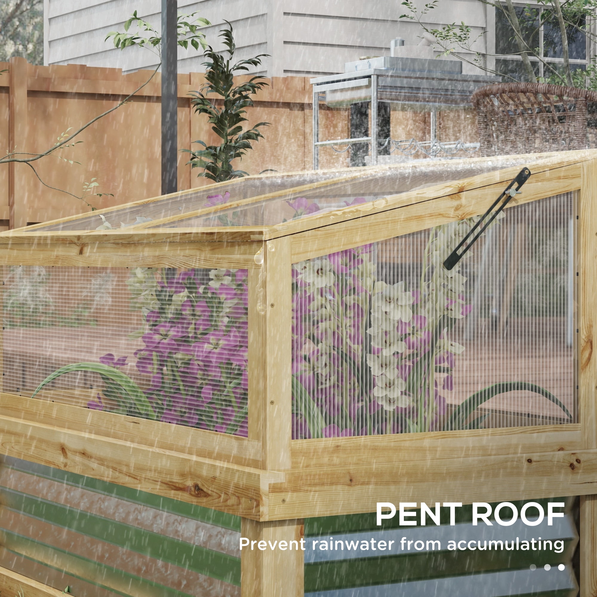 Outsunny Raised Garden Bed with Wooden Cold Frame, 41" x 22.5" x 28.25"