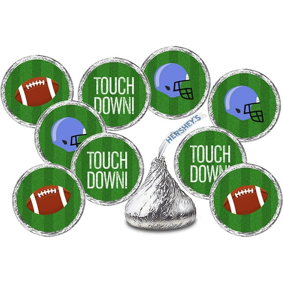 216 Sports Football Kisses Stickers, Kisses Stickers for Birthday Party, Baby Shower, Wedding, Graduation, or Any Family Event Decorations, Candy Not Included.
