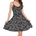 thumbnail image 5 of Jeiento Halloween Bats Dress for Women Sleeveless Summer Dresses Casual Spaghetti Strap Dresses Gray A Line Pleated Flowy Swing Mini Sundress, Size 3XL, 5 of 7