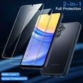 thumbnail image 3 of JETech 3 in 1 Matte Case for Samsung Galaxy A15 5G / 4G 6.5-Inch with 2-Pack Tempered Glass Screen Protector, Translucent Frosted Shockproof Phone Cover with Camera Protection (Navy), 3 of 6