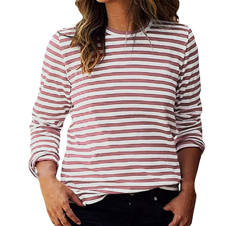 O-Neck Long Sleeve Striped Print T-Shirt O-Neck Long Sleeve Striped Print T-Shirt