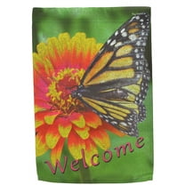 Flag Emotes - Double Sided Garden Flag - Welcome Monarch Butterfly