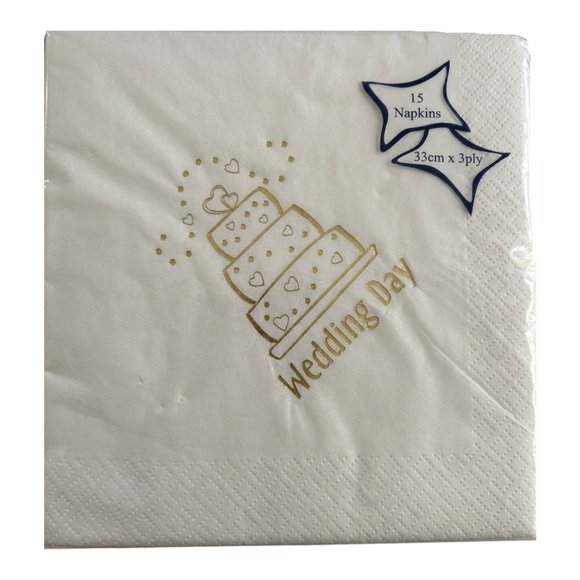 NPK Serviettes à Papier Aluminium Imprimées pour le Jour du Mariage (Lot de 15)