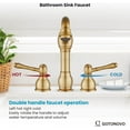 thumbnail image 6 of 8 Inch Widespread Bathroom Faucets for Sink 3 Hole 2 Lever Handle Deck Mount with Pop Up Drain Hot and Cold Water Supply Lines Antique Brass, 6 of 9