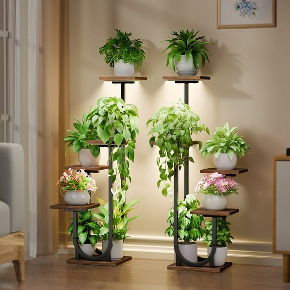 BACEKOLL Plant Stand with Grow Lights, Indoor Tiered Plant Shelf
