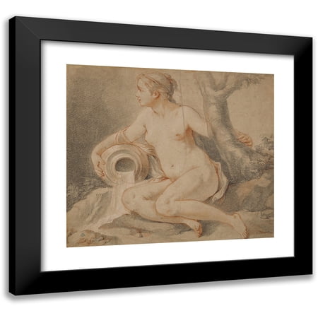 Charles-Joseph Natoire 14x12 Black Modern Framed Museum Art Print Titled - Nymph Study