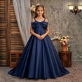 thumbnail image 2 of FRSASU Girls Satin Big Bow Flower Spaghetti Strap Maxi Dresses Wedding Pageant Dresses for Girls Princess Pageant formal Dress Blue, 2 of 9