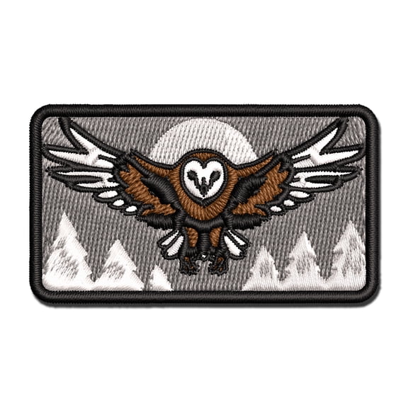 Majestic Barn Owl Flying Applique Multi-Color Embroidered Iron-On Patch - 2.5 Inch Small