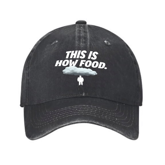 Vintage Cotton Washed Distressed Baseball Cap - Black with White Cloud Design & Silhouette - " THIS IS HOW " Text - Perfect Golf Dad Hat for Men & Women