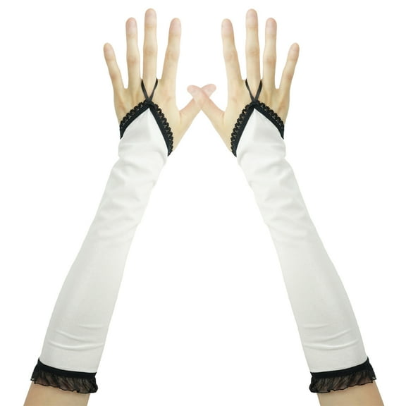 SeasonsTrading White Spandex Fingerless Gloves - Prom, Wedding, Cosplay, Costume Party, Dance