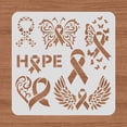 thumbnail image 3 of 1pc Ribbon Pattern Plastic Painting Stencils Templates 30x30cm Ribbons Wings Butterflies Heart Breast Cancer Prevention Theme Stencils for Painting on Walls Arts and Crafts, 3 of 8