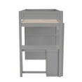 thumbnail image 5 of Wood Twin Size Loft Bed with Wardrobes and 2-Drawer Desk with Cabinet, Gray, 5 of 14