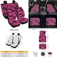 thumbnail image 4 of Yuyamidu Pink Gothic Car Accessories Sets Butterfly Car Seat Covers Car Floor Mats Steering Wheel Cover Seatbelt Shoulder Pad Handbrake Cover Gear Shift Knob Cover Coasters 15 PCS, 4 of 6