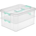 thumbnail image 1 of LDHF 4 Pack Stackable Plastic Storage Bins, 2 Layers, Latching Lids, Stack and Carry, Clear, 1 of 4