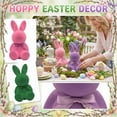thumbnail image 2 of HIELLFQ Flocked Bunny Easter Decorations with Bow Tie 7.8 Inch Easter Bunny Figurines Cute Table Centerpiece Decor for Easter Spring Home Office Indoor, 2 of 7
