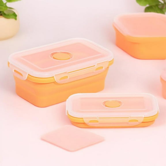 Leodye 1 Piece Silicone Food Storage Containers Collapsible Silicone Bowl with Airtight Silicone Lids, Collapsible Lunch Box - Microwave, & Freezer Safe