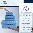 thumbnail image 2 of HALLEY Turkish Towels Set (6 Pieces) 650 GSM Highly Absorbent Super Soft 100% Cotton - 2 Bath Towels, 2 Hand Towels 2 Washcloths - Blue, 2 of 11