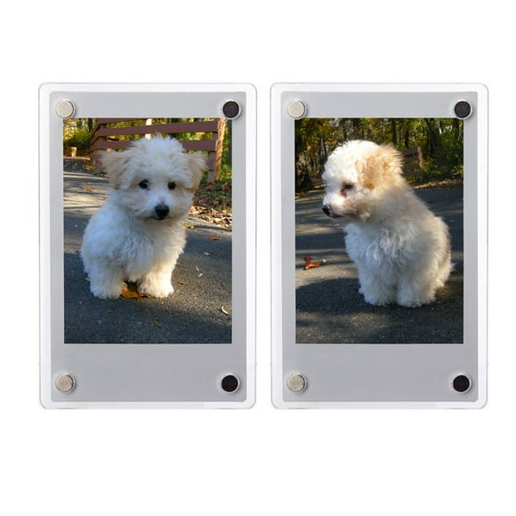 FoRapid 2 PCS 3-inch 2-Sided Clear Acrylic Refrigerator Magnetic Photo Frame-Elegant Frameless Display Fujifilm Instax Mini 9 8 8+ 70 7s 90 25 26 50s Film/Cards/Memos/HP Pocket Photo Paper/2x3 Photo